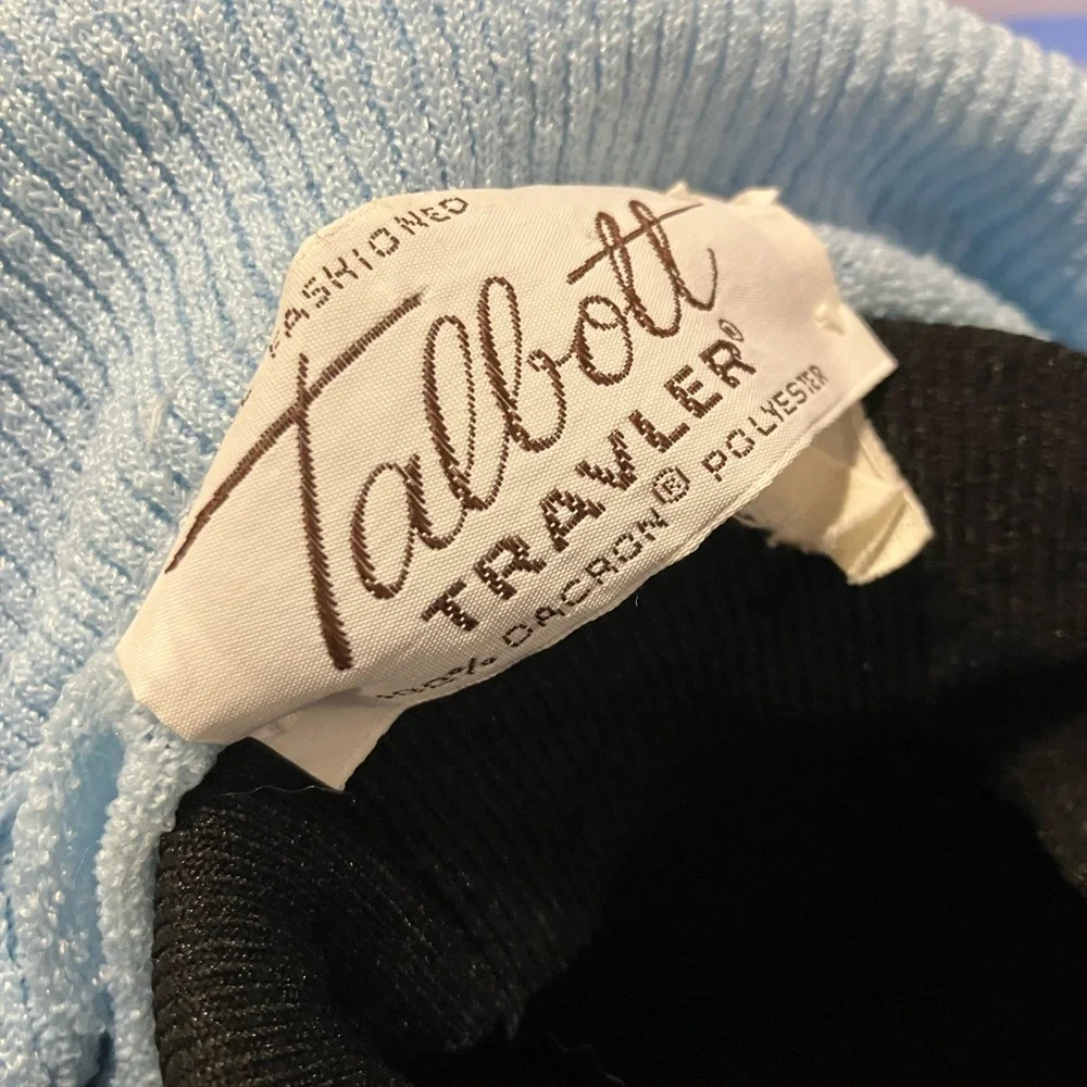 VINTAGE USA 🇺🇸 ILGWU Union Talbott Dacron Blue Cardigan Flower Trim 60s Sz 36 - Picture 3 of 8